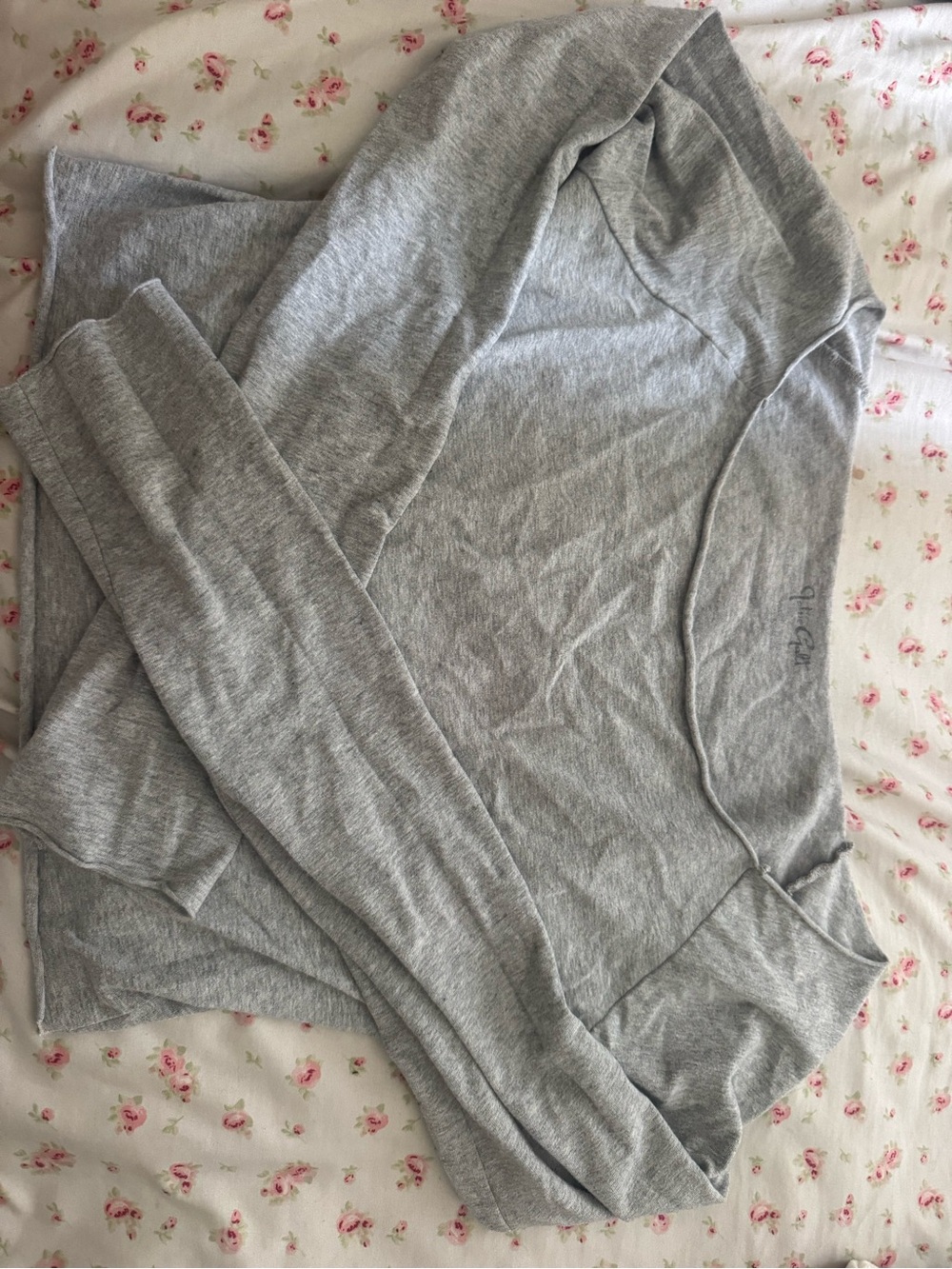 Brandy Melville Light Gray Long-Sleeve Crewneck Top